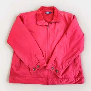 VTG POLO RALPH LAUREN MENS RED HARRINGTON JACKET PONY LOGO SZ XL PREPPY GOLF